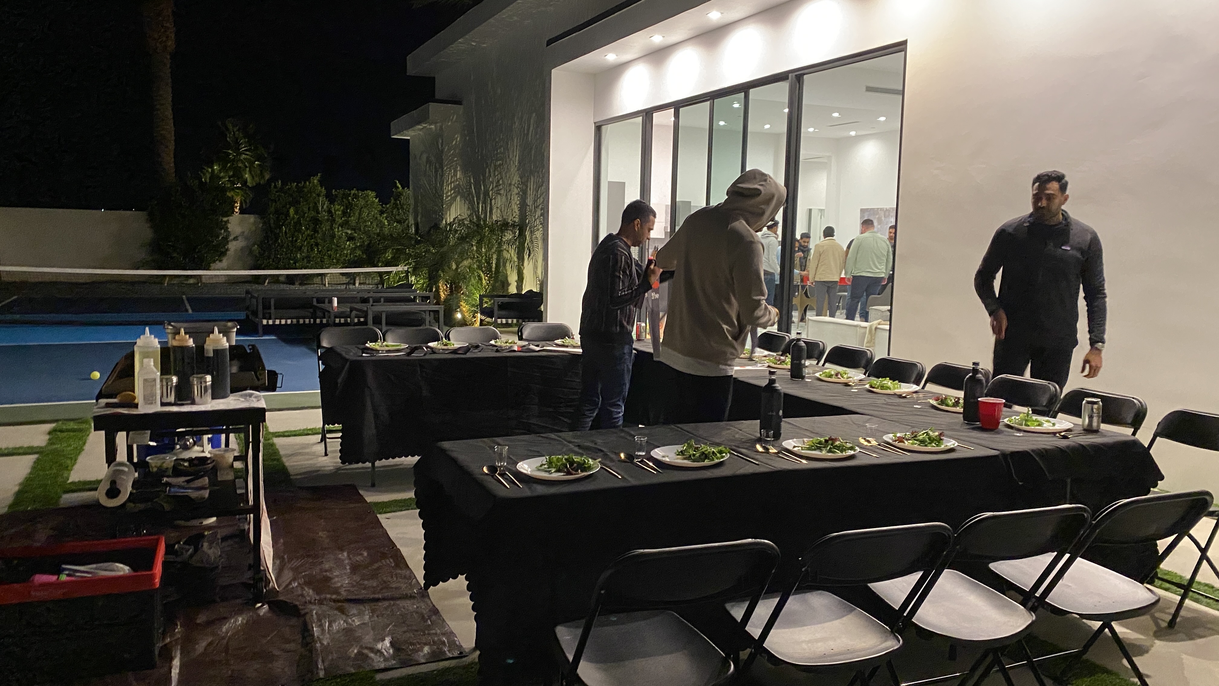 Real poolside hibachi event setup